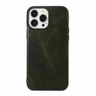 For iPhone 13 Pro Genuine Leather Double Color Crazy Horse Phone Case (Green) - 1