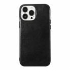 For iPhone 13 Pro Max Genuine Leather Double Color Crazy Horse Phone Case (Black) - 1