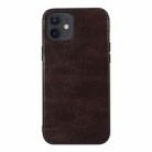 For iPhone 12 mini Genuine Leather Double Color Crazy Horse Phone Case (Coffee) - 1