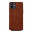 For iPhone 12 mini Genuine Leather Double Color Crazy Horse Phone Case (Brown) - 1