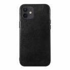 For iPhone 12 / 12 Pro Genuine Leather Double Color Crazy Horse Phone Case(Black) - 1