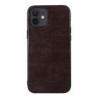 For iPhone 12 / 12 Pro Genuine Leather Double Color Crazy Horse Phone Case(Coffee) - 1