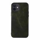 For iPhone 12 / 12 Pro Genuine Leather Double Color Crazy Horse Phone Case(Green) - 1