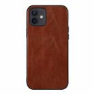 For iPhone 12 / 12 Pro Genuine Leather Double Color Crazy Horse Phone Case(Brown) - 1