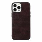 For iPhone 12 Pro Max Genuine Leather Double Color Crazy Horse Phone Case(Coffee) - 1