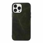 For iPhone 12 Pro Max Genuine Leather Double Color Crazy Horse Phone Case(Green) - 1