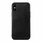 For iPhone X / XS Genuine Leather Double Color Crazy Horse Phone Case(Black) - 1