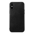 For iPhone XS Max Genuine Leather Double Color Crazy Horse Phone Case(Black) - 1