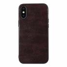 For iPhone XS Max Genuine Leather Double Color Crazy Horse Phone Case(Coffee) - 1