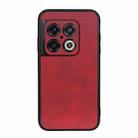 For OnePlus 10 Pro Accurate Hole Two-color Calf Texture PU Phone Case(Red) - 1