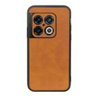 For OnePlus 10 Pro Accurate Hole Two-color Calf Texture PU Phone Case(Brown) - 1