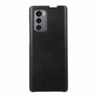 For LG Wing 5G Genuine Leather Double Color Crazy Horse Phone Case(Black) - 1