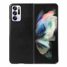 For OPPO Find N Genuine Leather Double Color Crazy Horse Phone Case(Black) - 1