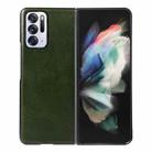 For OPPO Find N Genuine Leather Double Color Crazy Horse Phone Case(Green) - 1