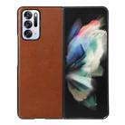 For OPPO Find N Genuine Leather Double Color Crazy Horse Phone Case(Brown) - 1