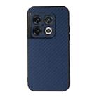 For OnePlus 10 Pro Accurate Hole Carbon Fiber Texture PU Phone Case(Blue) - 1