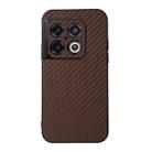 For OnePlus 10 Pro Accurate Hole Carbon Fiber Texture PU Phone Case(Brown) - 1