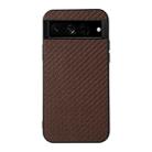 For Google Pixel 7 Pro Accurate Hole Carbon Fiber Texture PU Phone Case(Brown) - 1