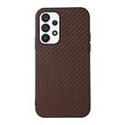 For Samsung Galaxy A73 5G Accurate Hole Carbon Fiber Texture PU Phone Case(Brown) - 1