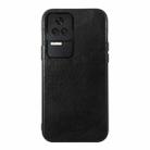 For Xiaomi Redmi K40S Genuine Leather Double Color Crazy Horse Phone Case(Black) - 1