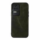 For Xiaomi Redmi K40S Genuine Leather Double Color Crazy Horse Phone Case(Green) - 1