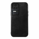 For Xiaomi Redmi K50 / K50 Pro Genuine Leather Double Color Crazy Horse Phone Case(Black) - 1