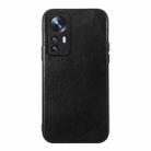 For Xiaomi 12 / 12X Genuine Leather Double Color Crazy Horse Phone Case(Black) - 1