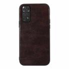 For Xiaomi Redmi Note 11S/11 Global Genuine Leather Double Color Crazy Horse Phone Case(Coffee) - 1