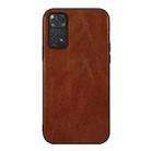 For Xiaomi Redmi Note 11S/11 Global Genuine Leather Double Color Crazy Horse Phone Case(Brown) - 1