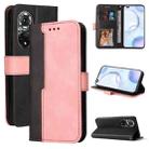 For Huawei Nova 9 Pro/Honor 50 Pro Stitching-Color Horizontal Flip Leather Case(Pink) - 1
