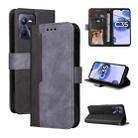 For OPPO Realme C35 Stitching-Color Horizontal Flip Leather Case(Grey) - 1