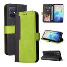 For vivo Y55 5G/Y75 5G/T1 5G  Stitching-Color Horizontal Flip Leather Case(Green) - 1