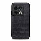 For OnePlus 10 Pro Accurate Hole Crocodile Texture Genuine Leather Phone Case(Black) - 1