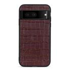 For Google Pixel 7 Accurate Hole Crocodile Texture Genuine Leather Phone Case(Brown) - 1