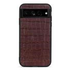 For Google Pixel 7 Pro Accurate Hole Crocodile Texture Genuine Leather Phone Case(Brown) - 1