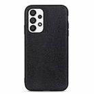 For Samsung Galaxy A73 5G Accurate Hole Litchi Texture Genuine Leather Phone Case(Black) - 1