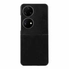 For Huawei P50 Pocket Genuine Leather Double Color Crazy Horse Phone Case(Black) - 1