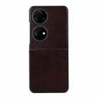 For Huawei P50 Pocket Genuine Leather Double Color Crazy Horse Phone Case(Coffee) - 1