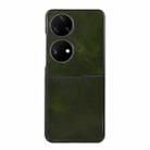 For Huawei P50 Pocket Genuine Leather Double Color Crazy Horse Phone Case(Green) - 1