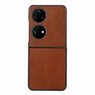 For Huawei P50 Pocket Genuine Leather Double Color Crazy Horse Phone Case(Brown) - 1