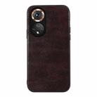 For Honor 50 Pro Genuine Leather Double Color Crazy Horse Phone Case(Coffee) - 1