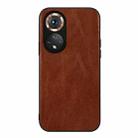 For Honor 50 Pro Genuine Leather Double Color Crazy Horse Phone Case(Brown) - 1