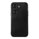 For Honor 60 Pro Genuine Leather Double Color Crazy Horse Phone Case(Black) - 1