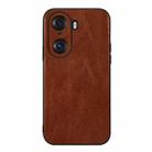 For Honor 60 Pro Genuine Leather Double Color Crazy Horse Phone Case(Brown) - 1