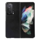 For Honor Magic V 5G Genuine Leather Double Color Crazy Horse Phone Case(Black) - 1