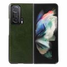 For Honor Magic V 5G Genuine Leather Double Color Crazy Horse Phone Case(Green) - 1