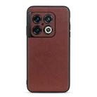 For OnePlus 10 Pro Accurate Hole Lambskin Texture Genuine Leather Phone Case(Brown) - 1