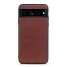 For Google Pixel 7 Pro Accurate Hole Lambskin Texture Genuine Leather Phone Case(Brown) - 1
