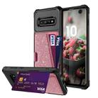 For Samsung Galaxy S10 Glitter Magnetic Card Bag Phone Case(Pink) - 1