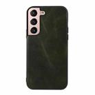 For Samsung Galaxy S22+ 5G Genuine Leather Double Color Crazy Horse Phone Case(Green) - 1